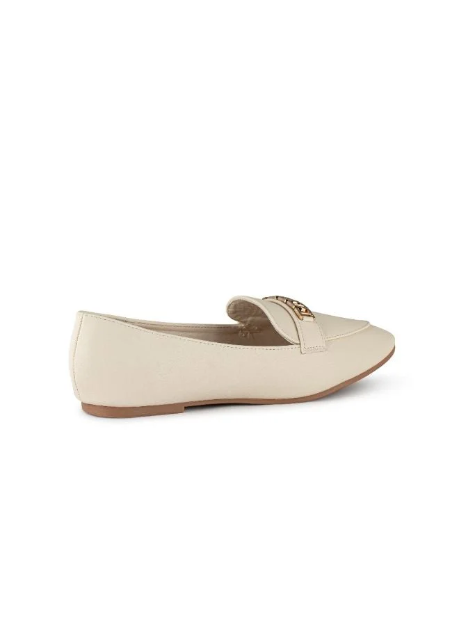 Pointed Toe Low Heel Pumps Beige