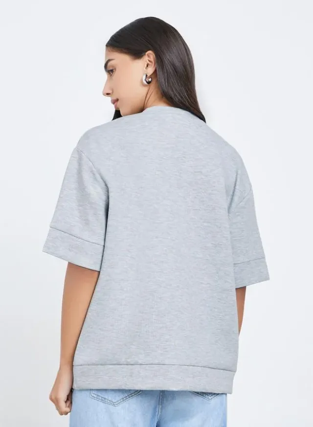 Oversized Round Neck T-Shirt Brown – image 5