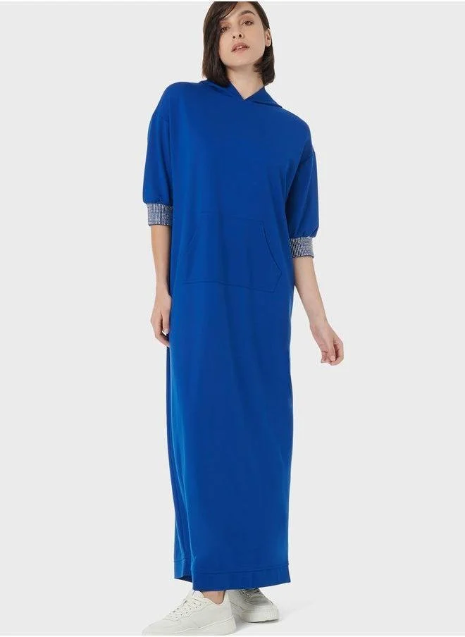 Studded Cuff Hooded Kaftan