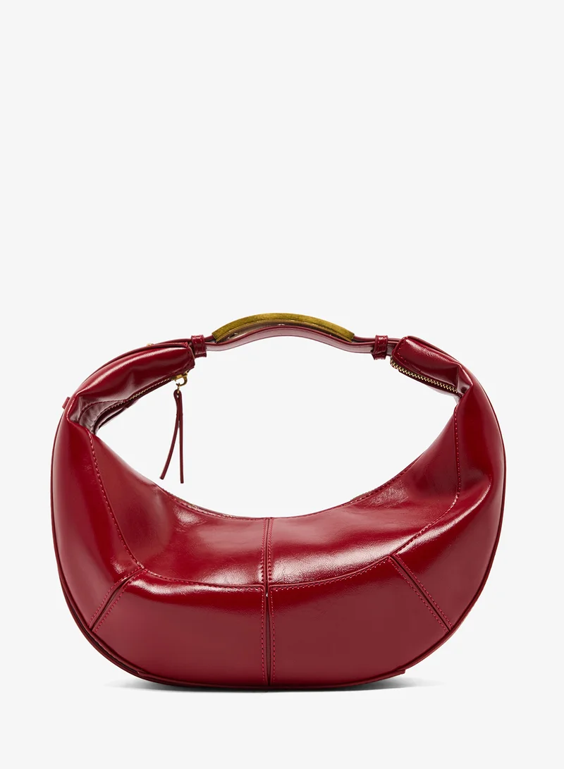 Metallic Handle Statement Bag Deep Red