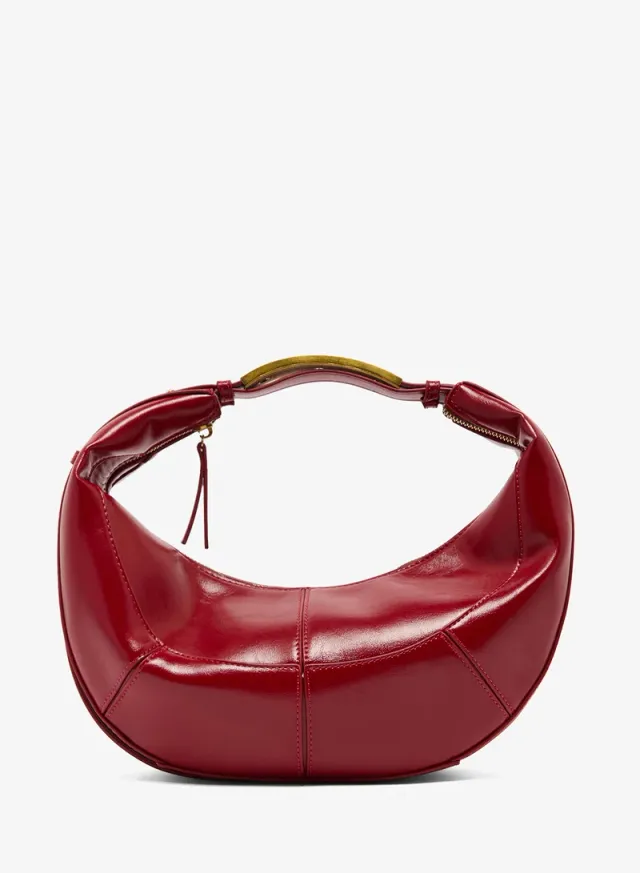 Metallic Handle Statement Bag Deep Red