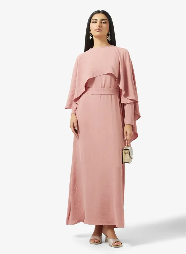 Elegant Cape Overlay Dress