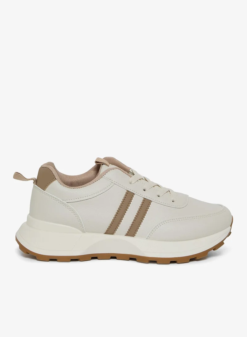 GEOOMNII Women's Breathable Mesh Sports Shoes Beige