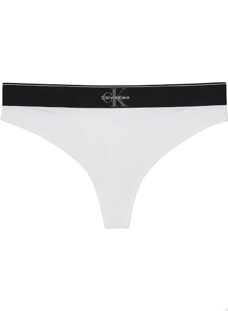 Graphic Monogram Microfibre Stretch Thong White