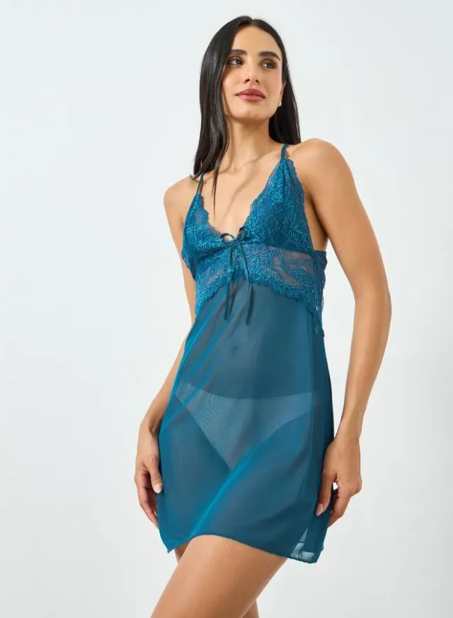 2-Pack Lace Trim Sheer Robe and Slip Set – image 4