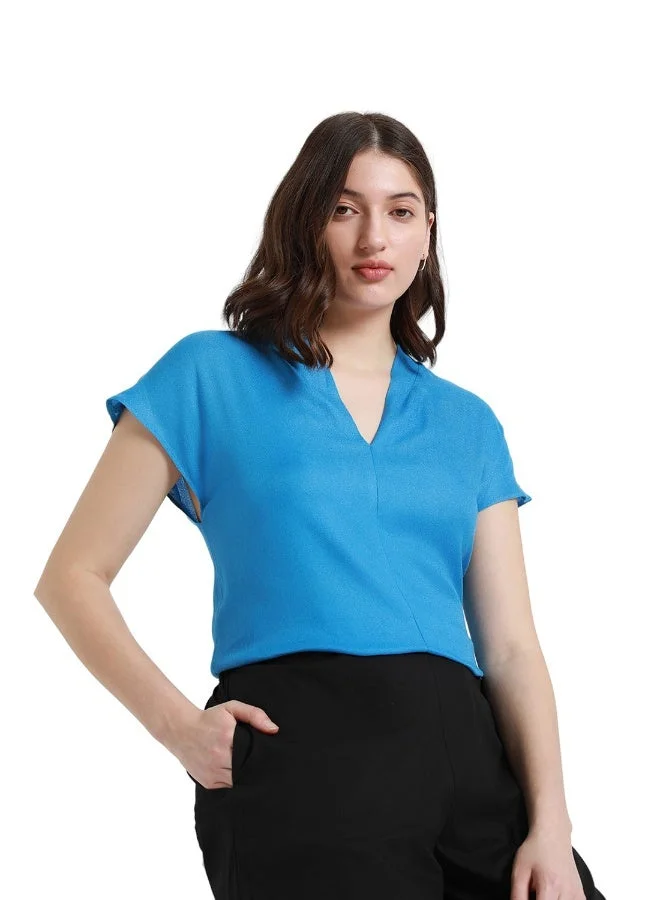 Women's Regular Fit Viscose Moss Top Blue