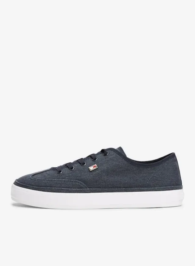 Blue Solid Canvas Low Top Lace-Up Sneakers for Women – image 2