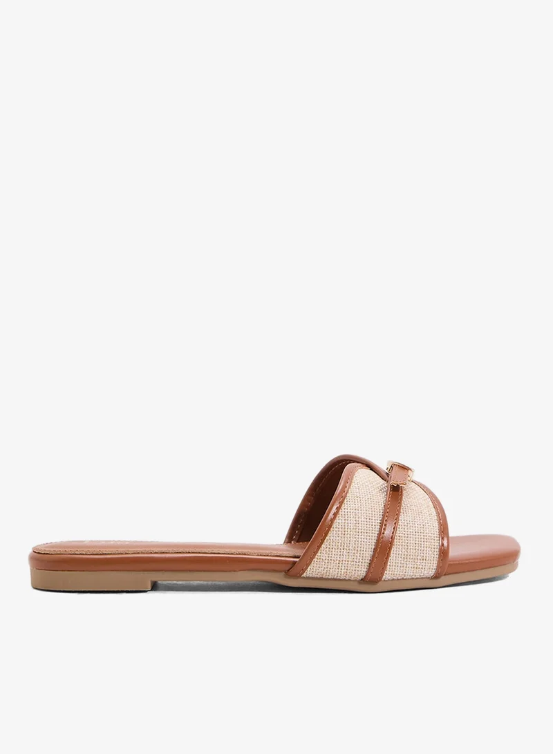 Two Tone Flat Sandals Brown