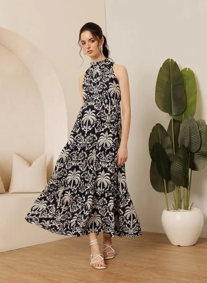 Women's Floral Print Maxi Dress Black