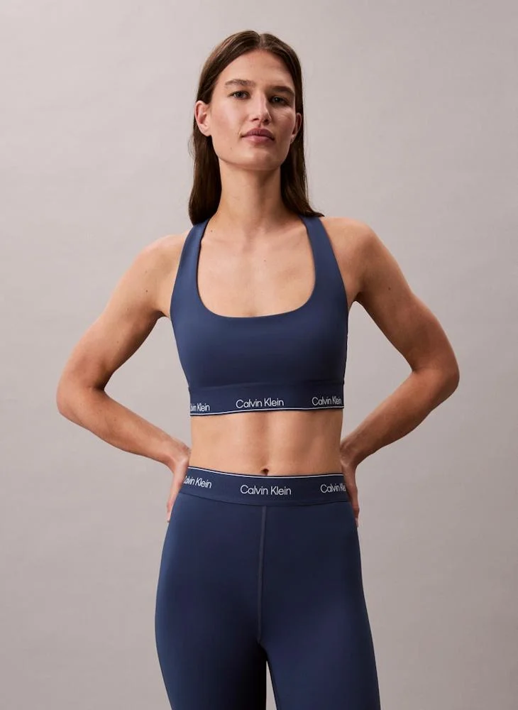Logo Racerback Sports Bra Steel Blue