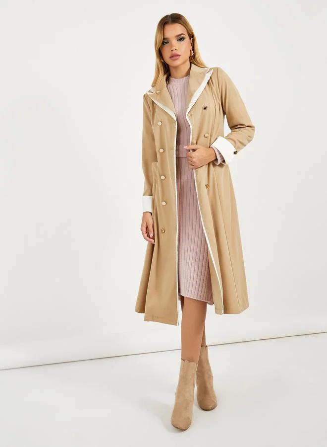 Styli Contrast Cuff Blazer Midi Dress