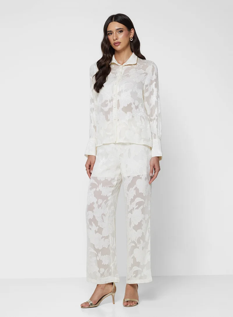 Sheer Button-Down Shirt White