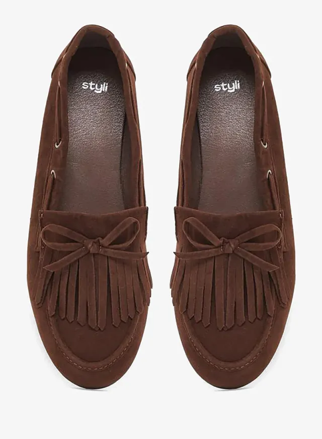 Suede Tassel Moccasin Loafers Brown – image 5