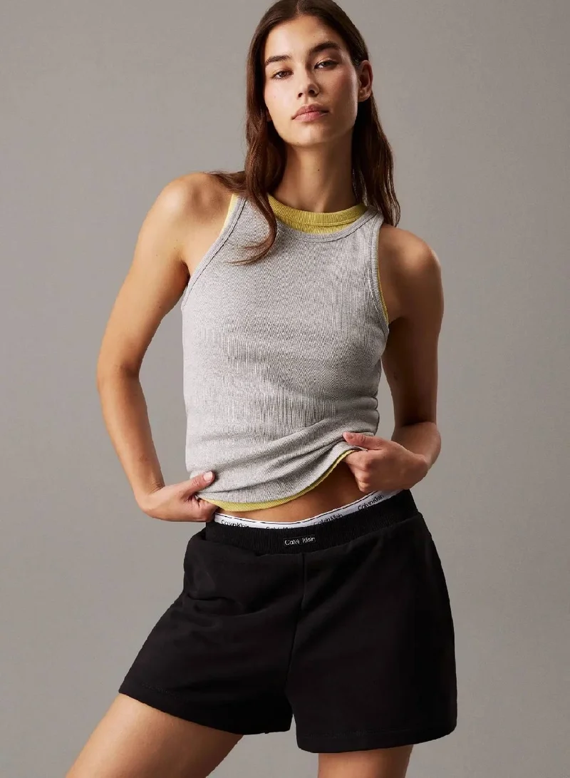 Slim Ribbed Lounge Tank Top Gray