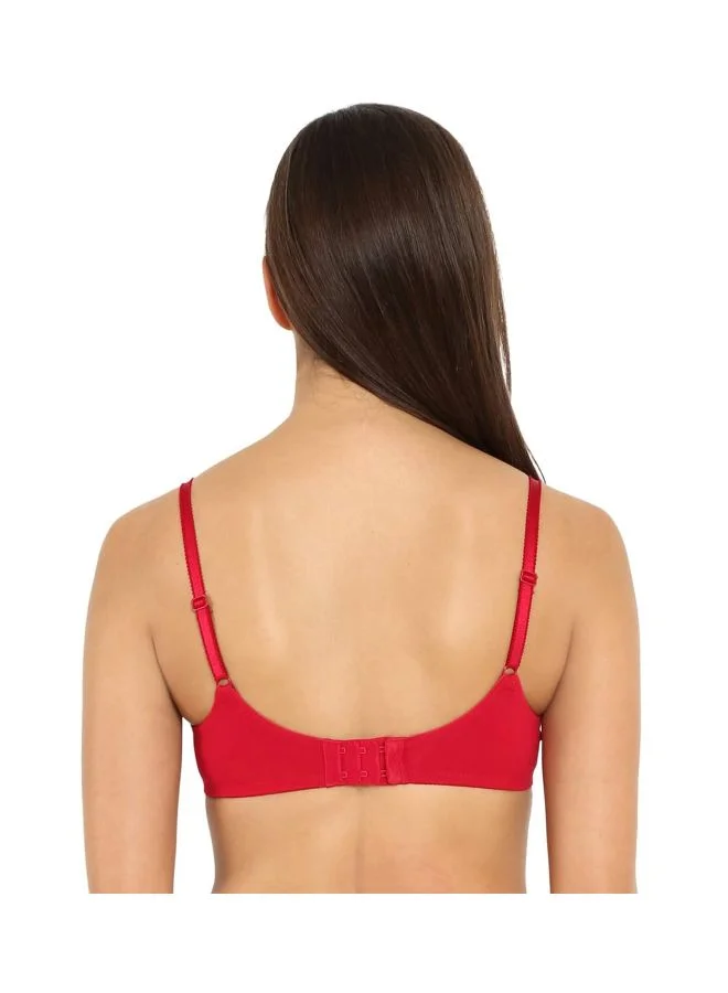 1615 Women's Cotton Wire-free Full Coverage Bra - Red