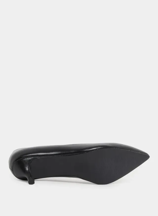 Pointed Toe Kitten Heel Court Shoes Black – image 4