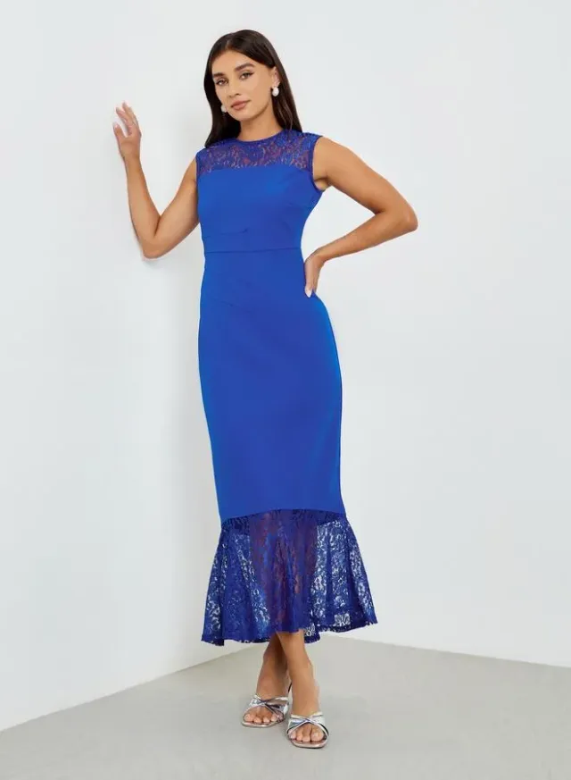 Lace Mermaid Maxi Dress Blue – image 2