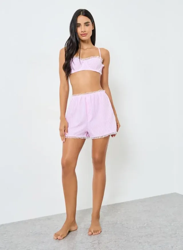 Striped Seersucker Balconette Bra & Boxer Set – image 2