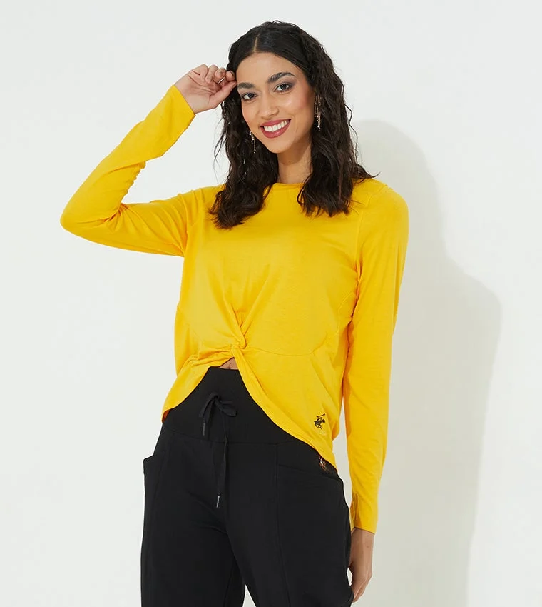 Beverly Hills Polo Club Women's Knit Top Mustard