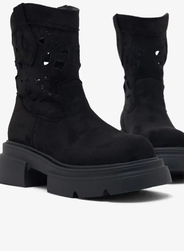 Laser Cut Block Heel Chelsea Boots – image 4