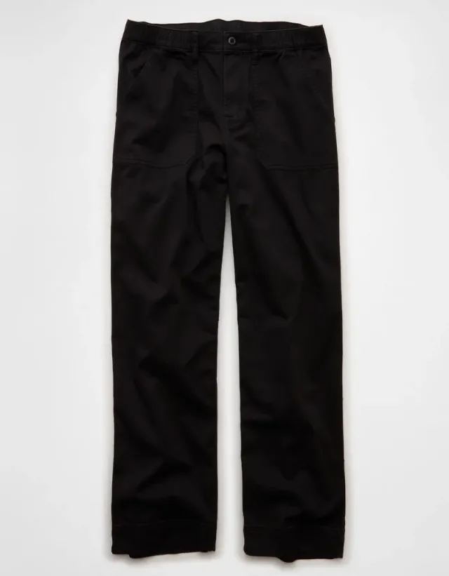 Low-Rise Relaxed Fit Stretchy Cotton Pants - Onyx Black – image 4