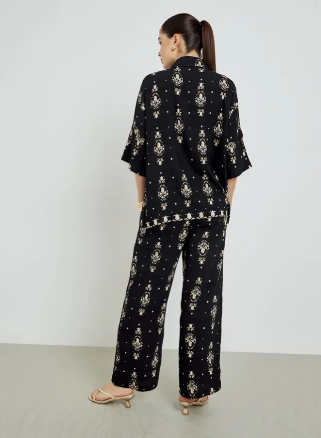 Printed Shirt & Pants Co-Ord Set - Black – image 7