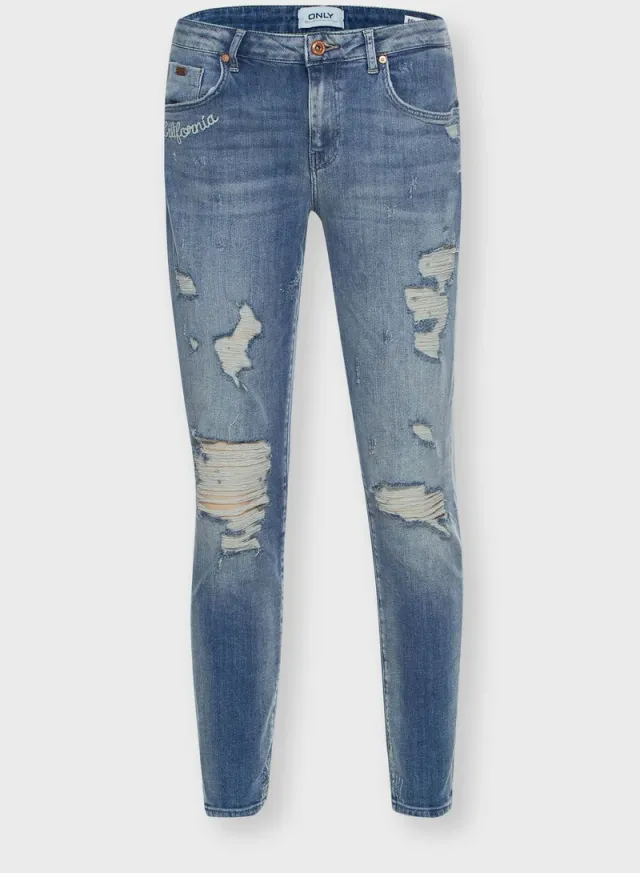 Ripped Straight Jeans Light Blue