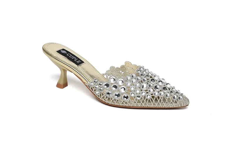 Embellished Mid-Heel Mules