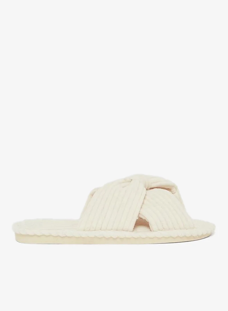 Bow Strap Bedroom Slippers Beige