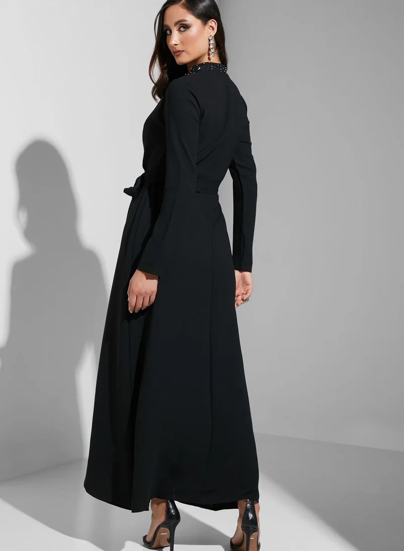 Overlap Detail Dress Black