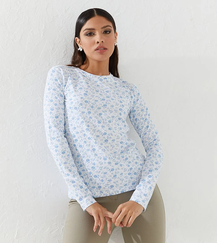 Beverly Hills Polo Club Floral Long Sleeve T-Shirt White