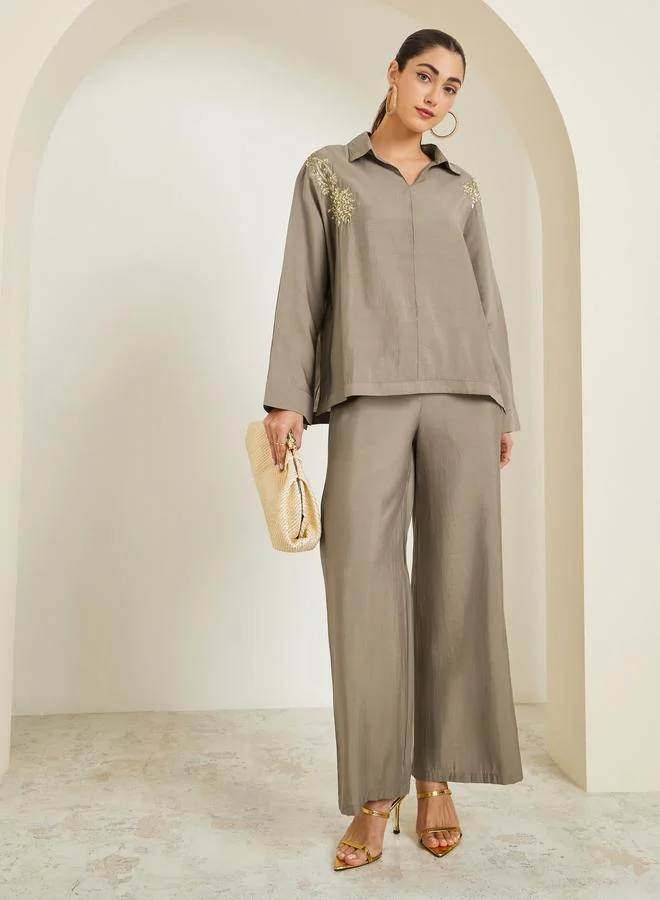 Sequin Top and Pants Co-ord Brown