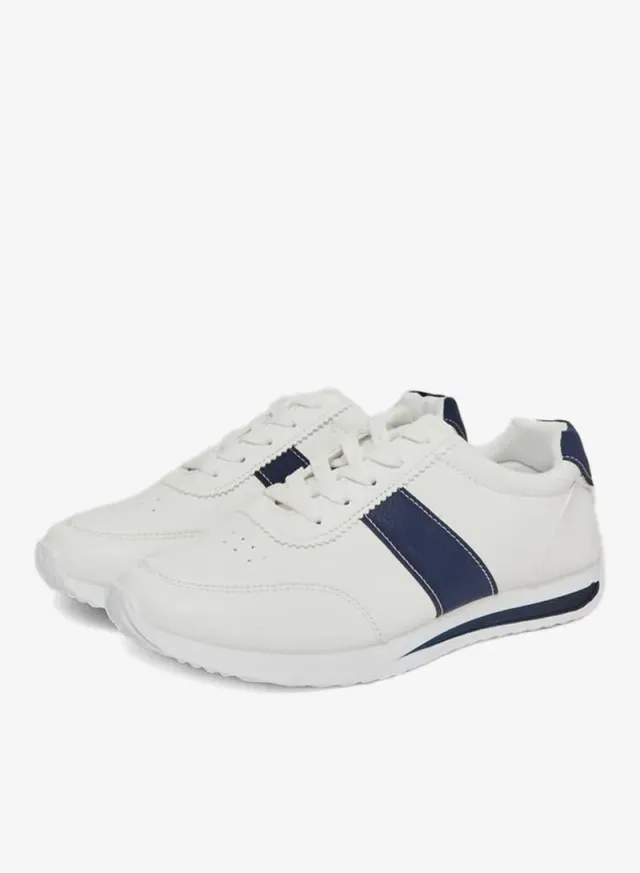 Color Block Lace-Up Sneakers White – image 2