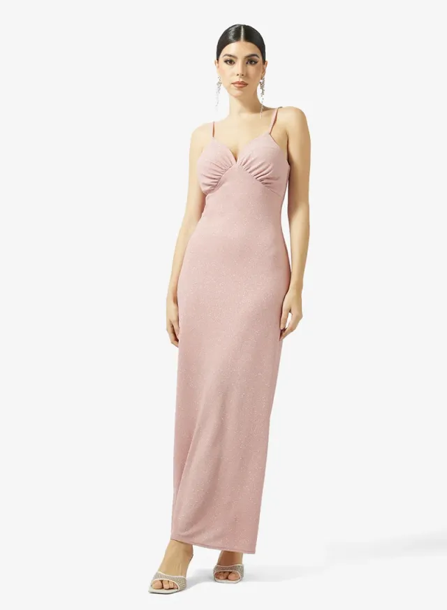 Maxi Fit & Flare Dress with Sweetheart Neck and Short Sleeves – image 4