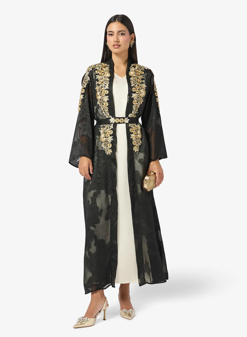 Embellished Abaya Set Black