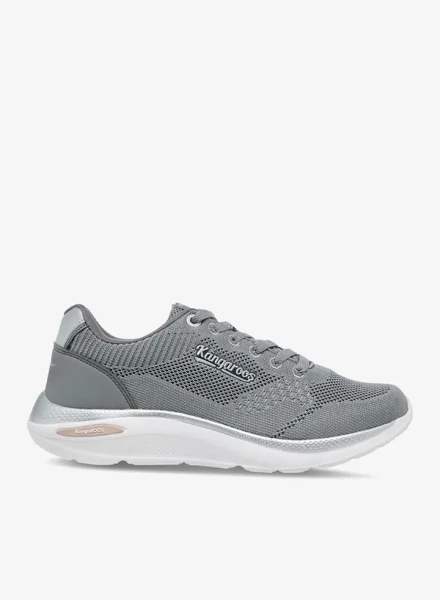 Women's Textured Lace-Up Sports Shoes Grey