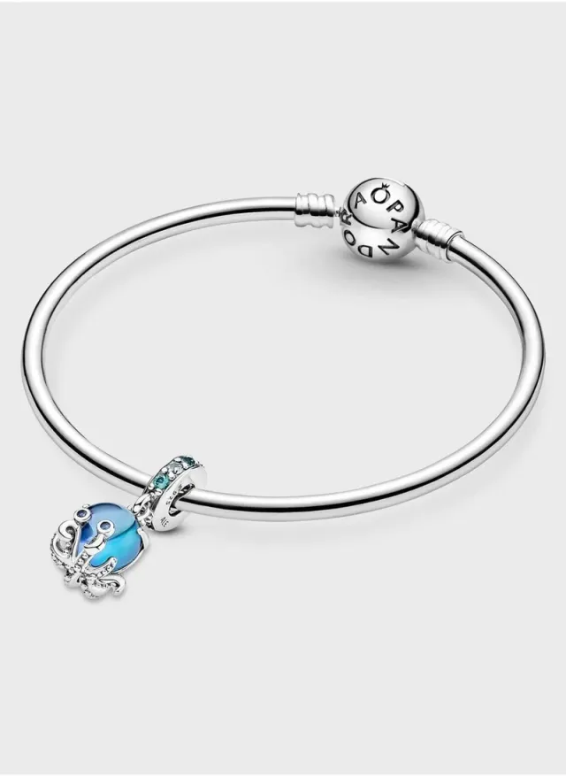 Faceted Blue Murano Glass Charm with Sterling Silver Base – image 5
