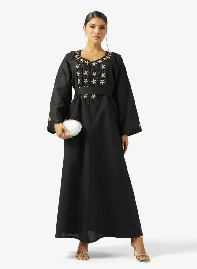 Embellished Belted Jalabiya – image 4
