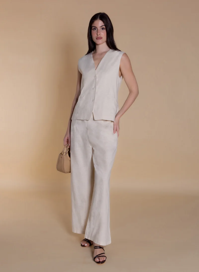 LINEN BLEND WAISTCOAT SET