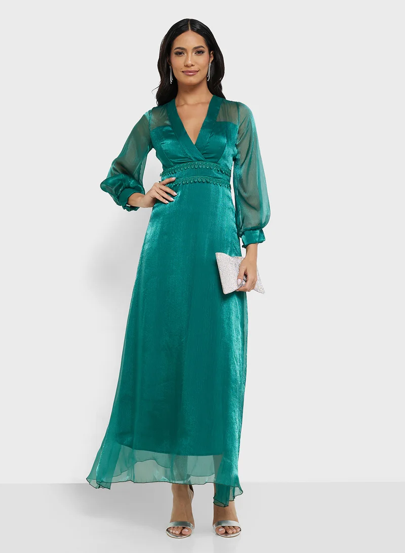 Chiffon Gown Dress Emerald Green