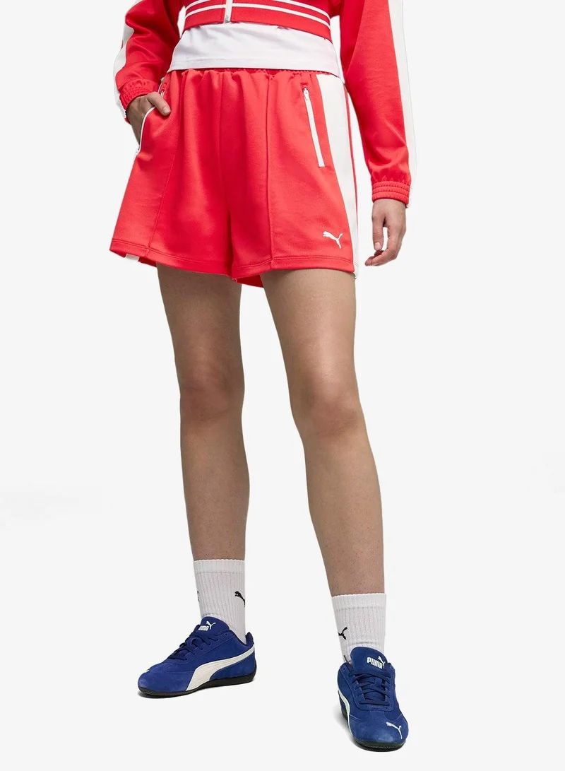 4" T7 Relaxed Pintuck Shorts Red