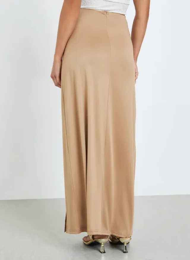 Knot Detail Maxi Skirt Khaki – image 3