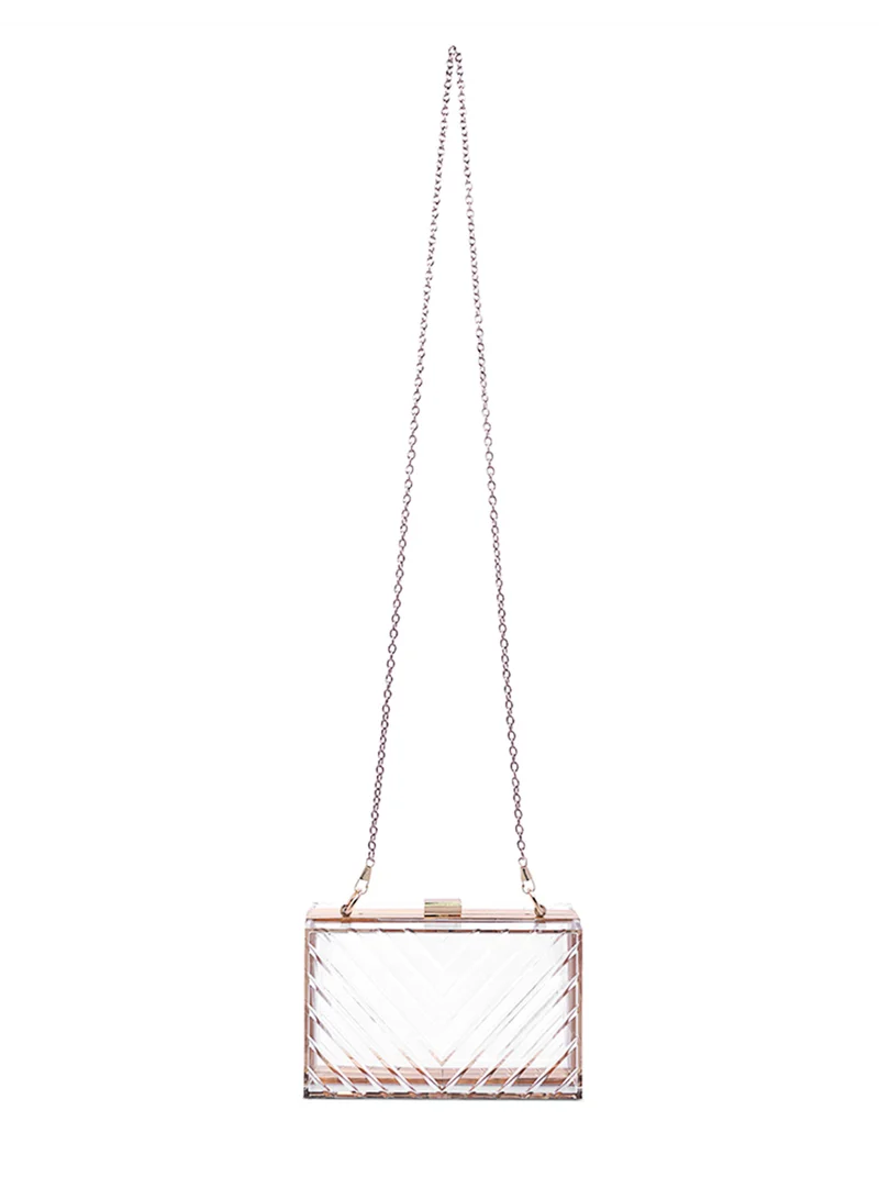 Chevron Transparent Clutch Bag Black