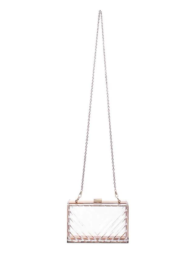 Chevron Transparent Clutch Bag Black