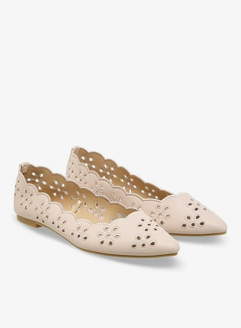 Flora Bella Scalloped Laser Cut Ballerinas Pink