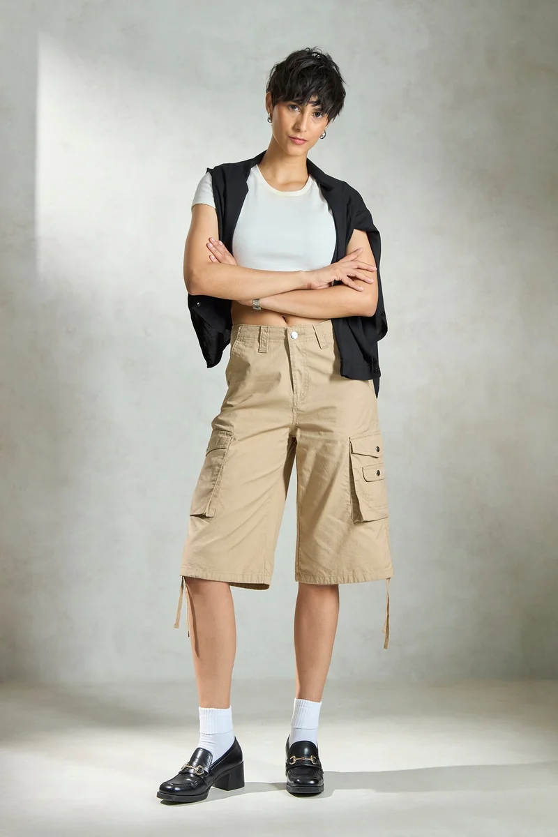 Virgio Women Cargo Shorts Brown