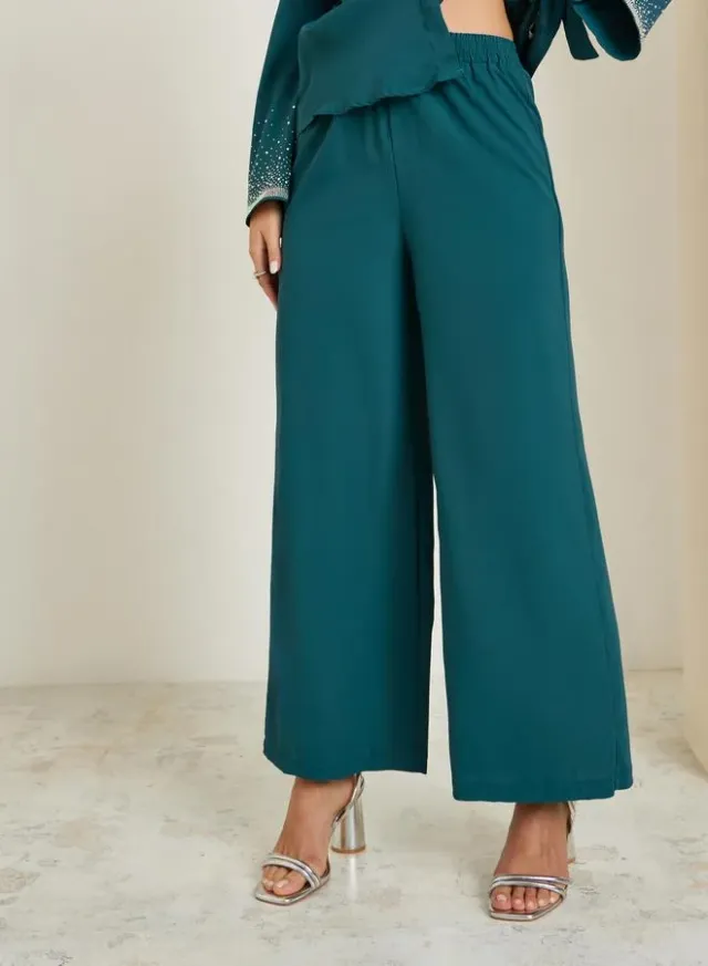 Embellished Shirt & Trousers Set Teal – image 5