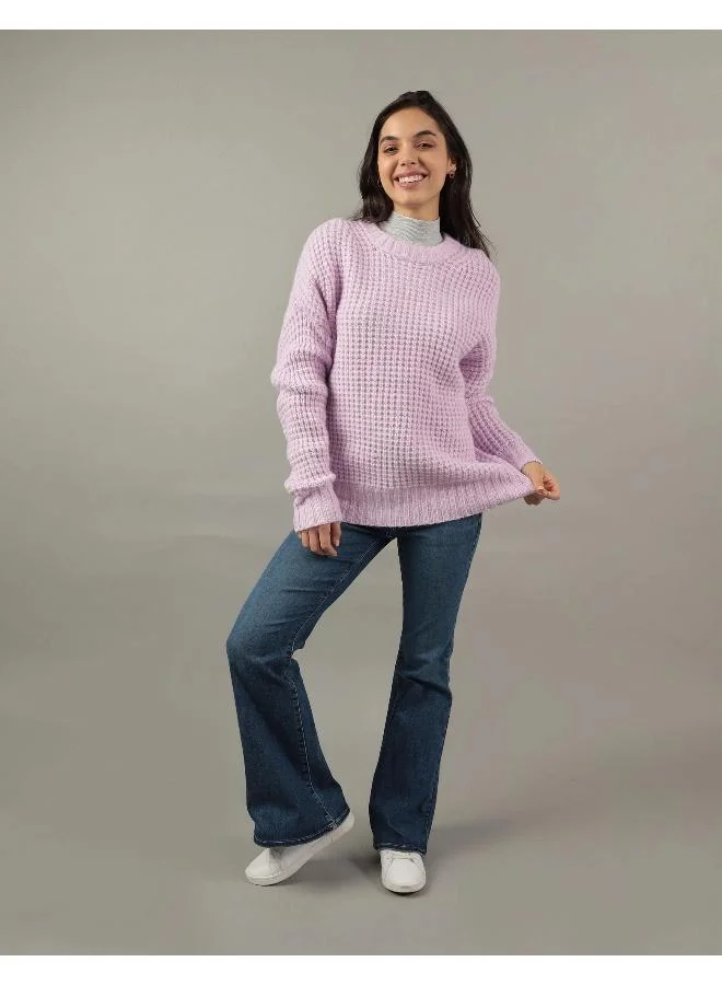 Oversized Waffle Crew Sweater