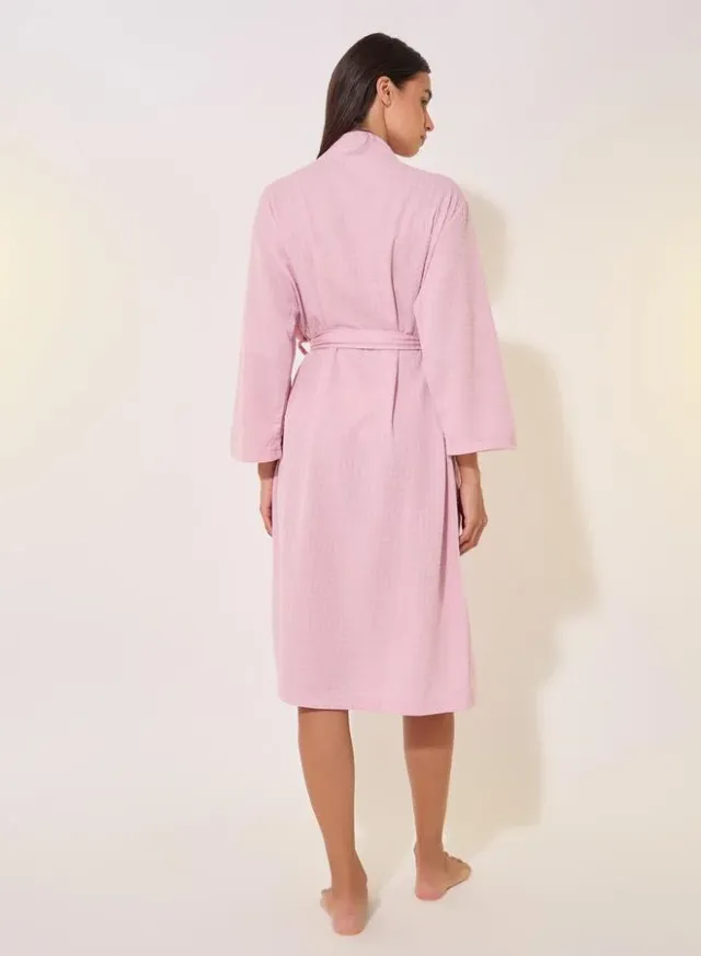 Textured Long Sleeve Tie-Waist Robe – image 5