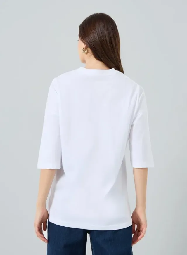 Women's Slogan Print Oversized T-Shirt White – image 5